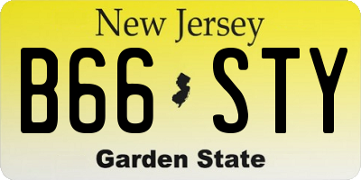 NJ license plate B66STY