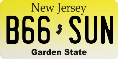 NJ license plate B66SUN