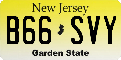 NJ license plate B66SVY