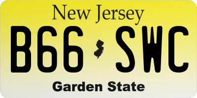 NJ license plate B66SWC