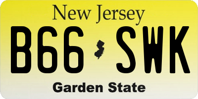 NJ license plate B66SWK