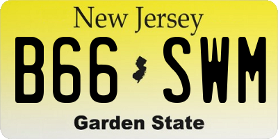 NJ license plate B66SWM