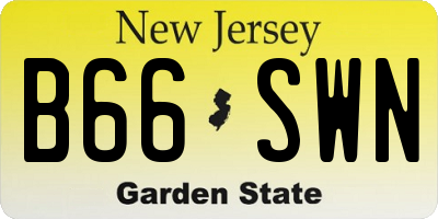 NJ license plate B66SWN