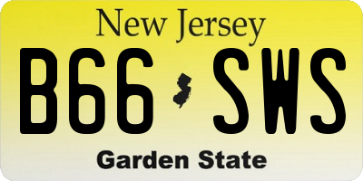 NJ license plate B66SWS