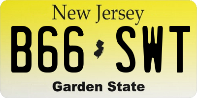 NJ license plate B66SWT