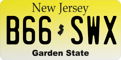 NJ license plate B66SWX