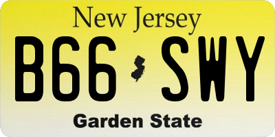 NJ license plate B66SWY