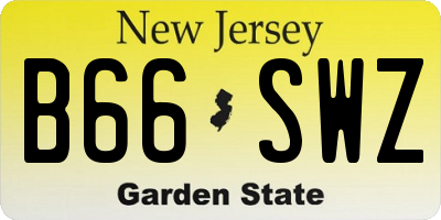 NJ license plate B66SWZ