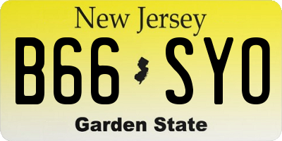 NJ license plate B66SYO