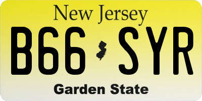 NJ license plate B66SYR