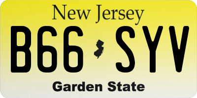 NJ license plate B66SYV