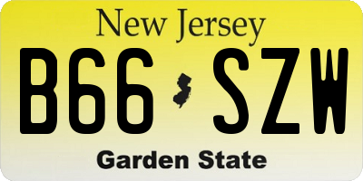 NJ license plate B66SZW