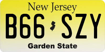 NJ license plate B66SZY
