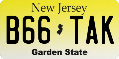 NJ license plate B66TAK