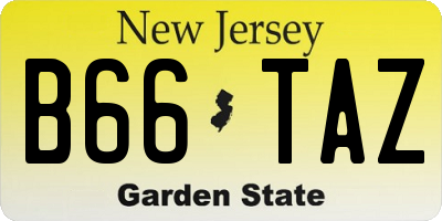 NJ license plate B66TAZ