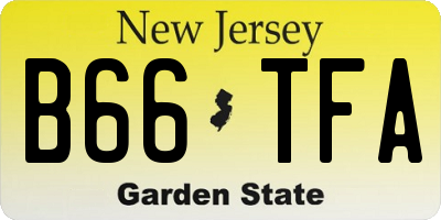 NJ license plate B66TFA