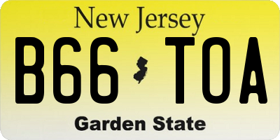 NJ license plate B66TOA