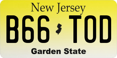 NJ license plate B66TOD