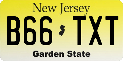 NJ license plate B66TXT