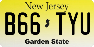 NJ license plate B66TYU