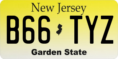NJ license plate B66TYZ