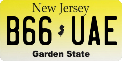 NJ license plate B66UAE