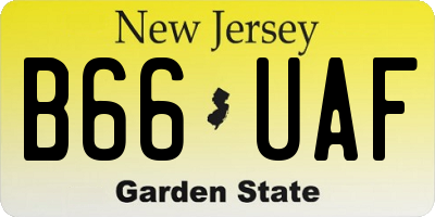 NJ license plate B66UAF