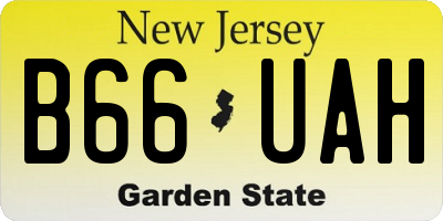 NJ license plate B66UAH