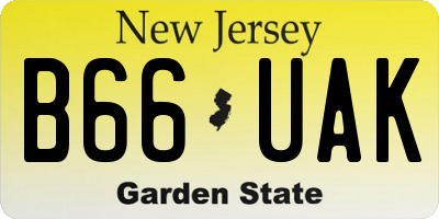 NJ license plate B66UAK