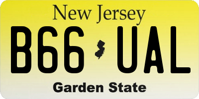 NJ license plate B66UAL
