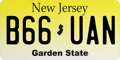 NJ license plate B66UAN