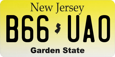 NJ license plate B66UAO