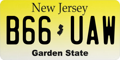 NJ license plate B66UAW