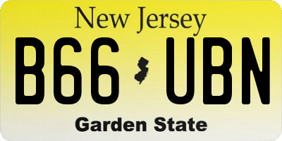 NJ license plate B66UBN