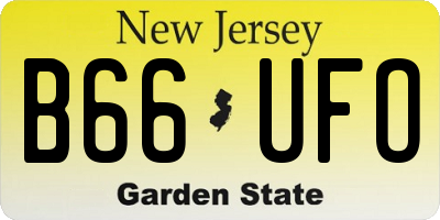 NJ license plate B66UFO