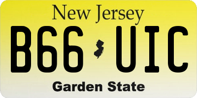 NJ license plate B66UIC