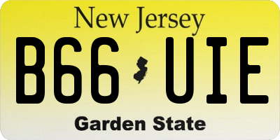 NJ license plate B66UIE