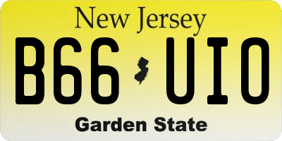NJ license plate B66UIO