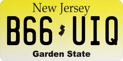 NJ license plate B66UIQ