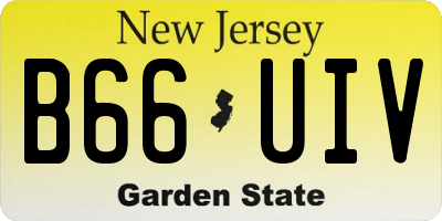NJ license plate B66UIV