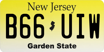 NJ license plate B66UIW