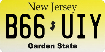 NJ license plate B66UIY