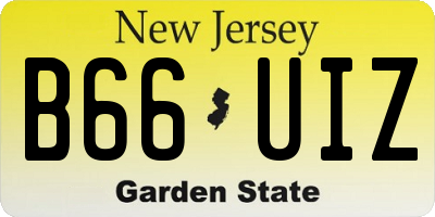 NJ license plate B66UIZ