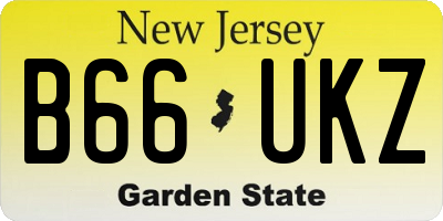 NJ license plate B66UKZ