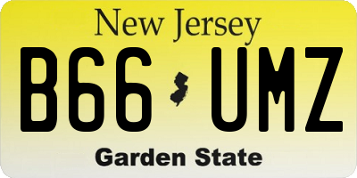 NJ license plate B66UMZ