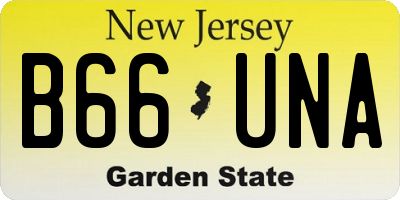NJ license plate B66UNA