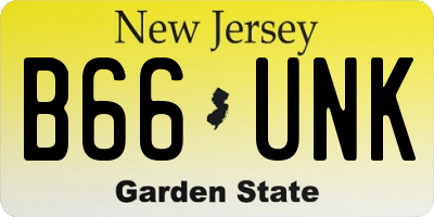 NJ license plate B66UNK