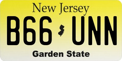 NJ license plate B66UNN