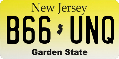 NJ license plate B66UNQ