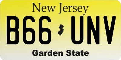 NJ license plate B66UNV
